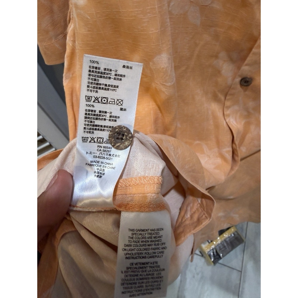 Tommy bahama Men's Large Orange Hawaiian Short Sleeve Shirt, Excellent Cond. - Picture 9 of 12